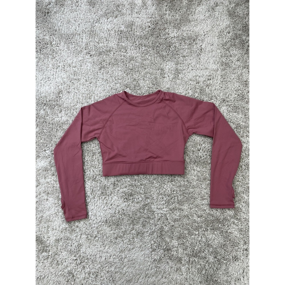 AYBL Crop Top Womens Medium Pink Long Sleeve Athletic Stretch Workout Shirt